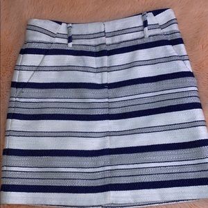 Blue and white striped skirt